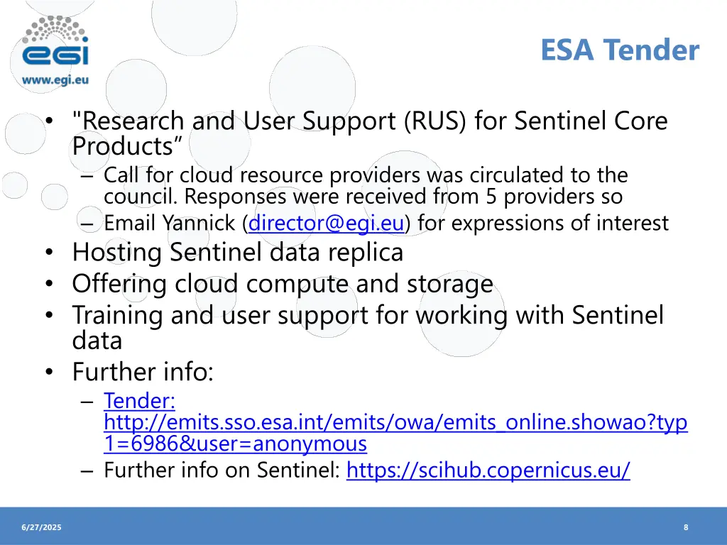 esa tender