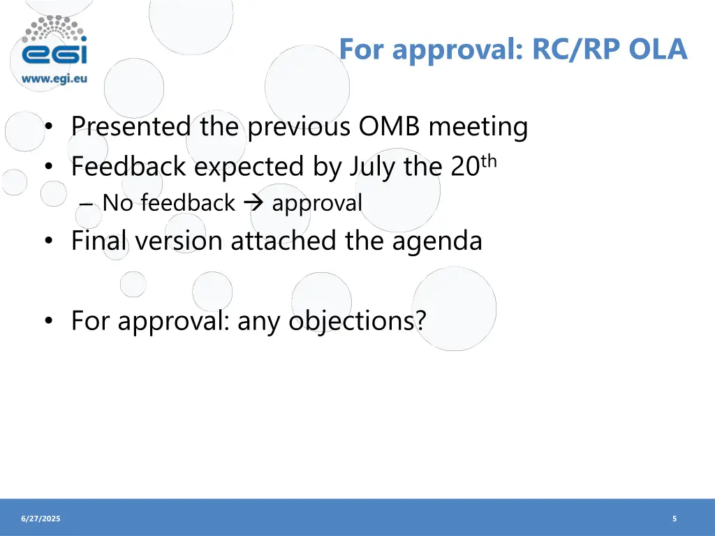 for approval rc rp ola
