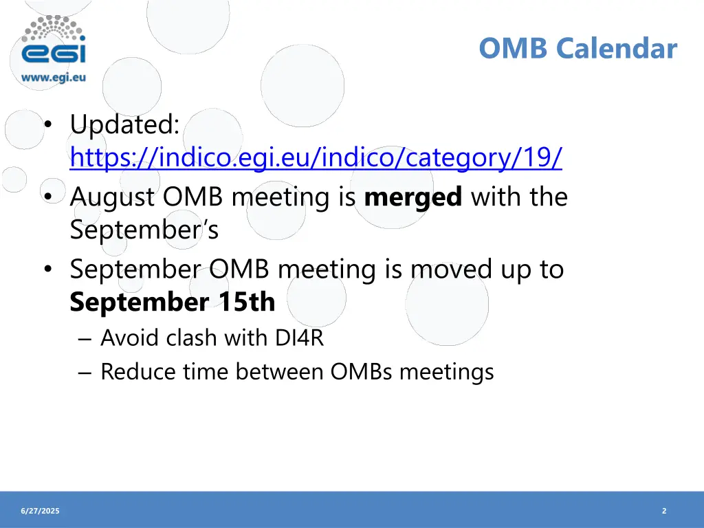 omb calendar
