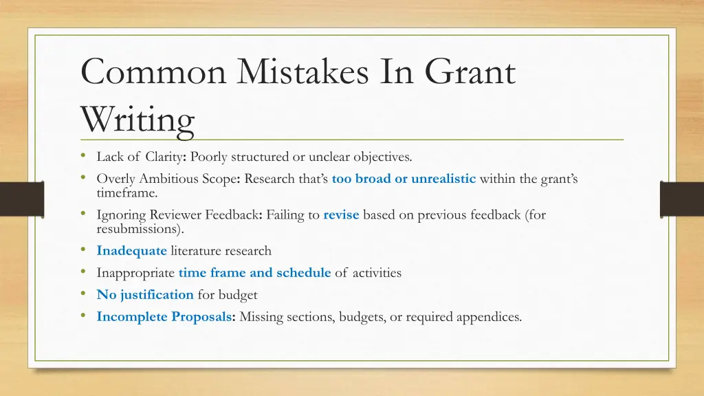 common mistakes in grant writing lack of clarity