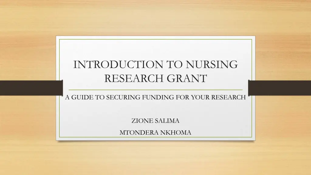 introduction to nursing research grant