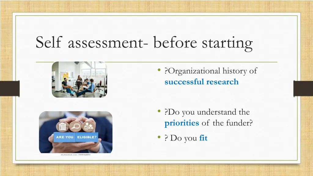 self assessment before starting 1