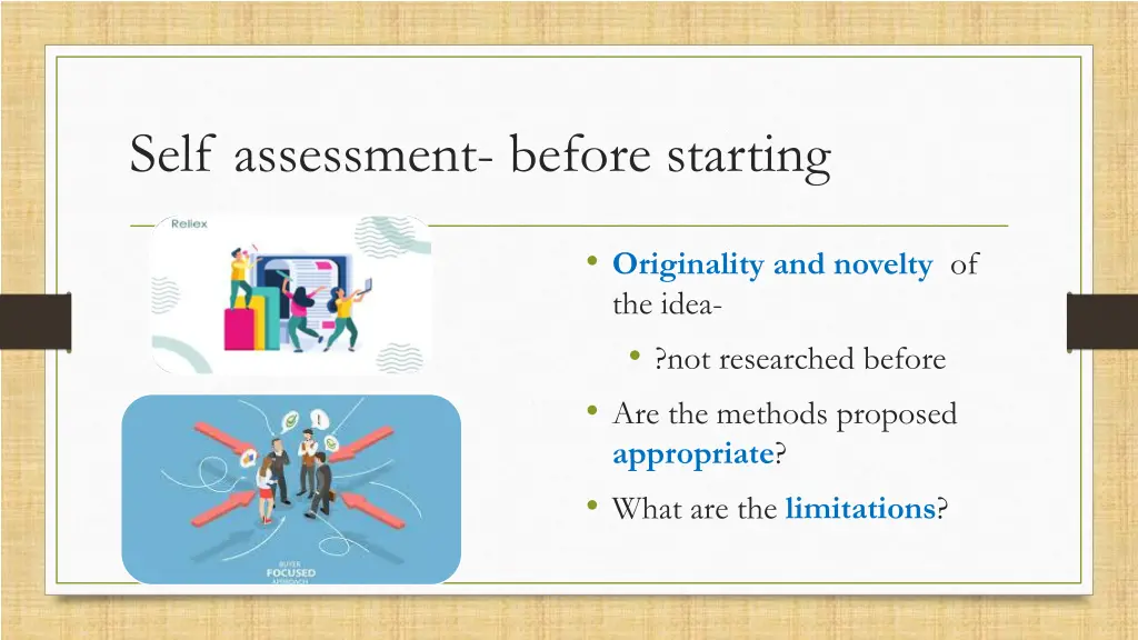 self assessment before starting 2