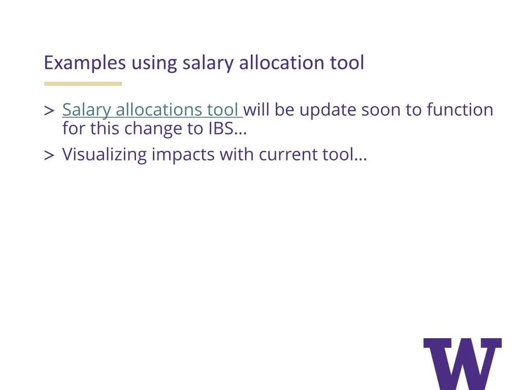 examples using salary allocation tool