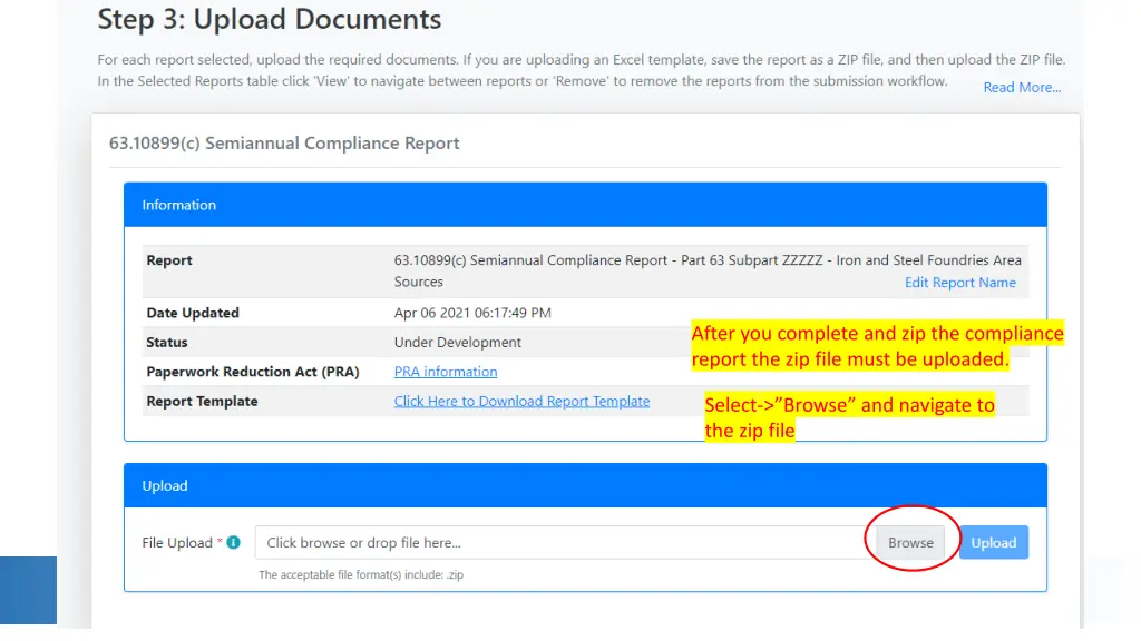 after you complete and zip the compliance report
