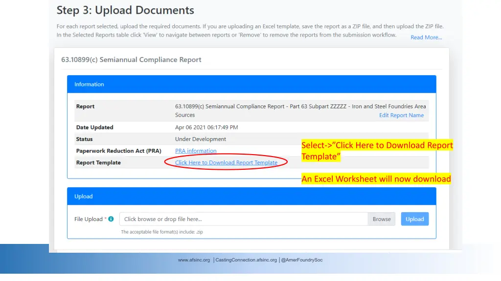 select click here to download report template