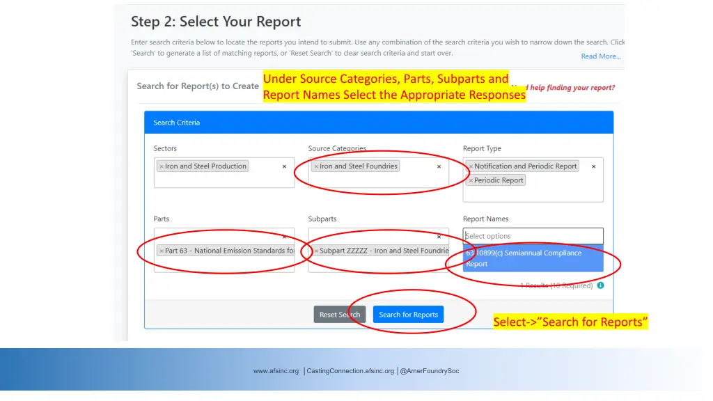 under source categories parts subparts and report