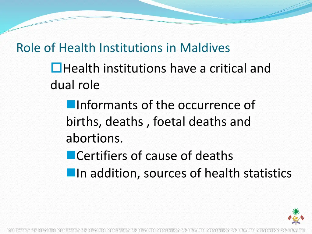 role of health institutions in maldives health