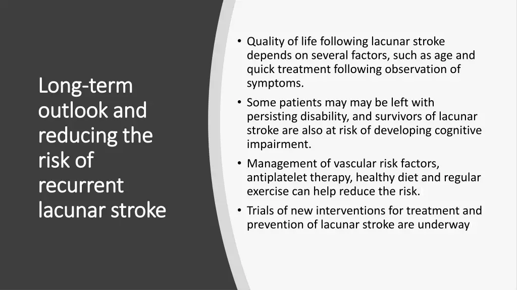 quality of life following lacunar stroke depends