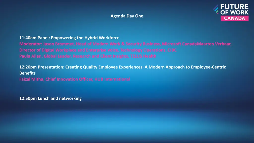 agenda day one 1