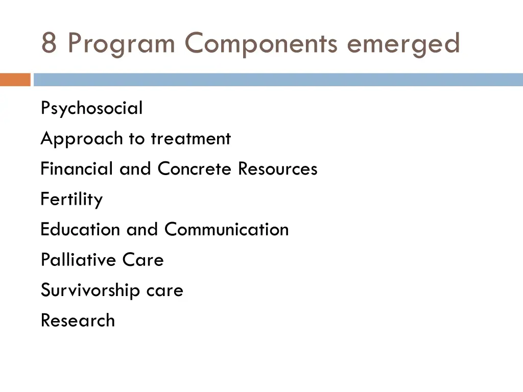 8 program components emerged