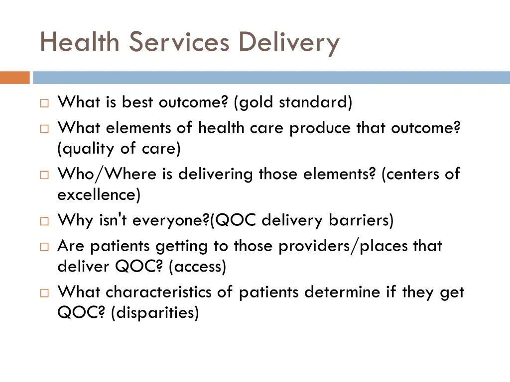 health services delivery
