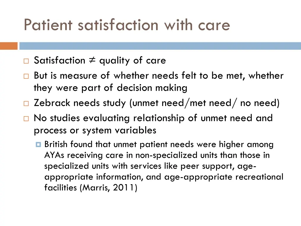 patient satisfaction with care