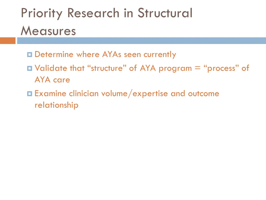 priority research in structural measures