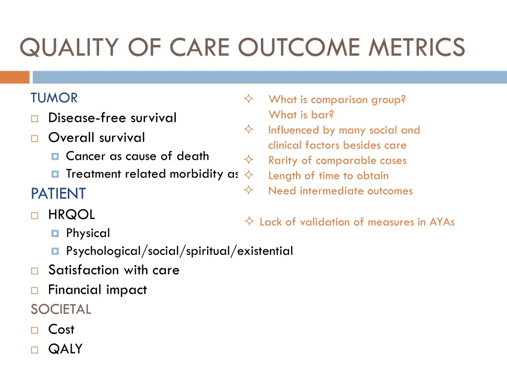 quality of care outcome metrics