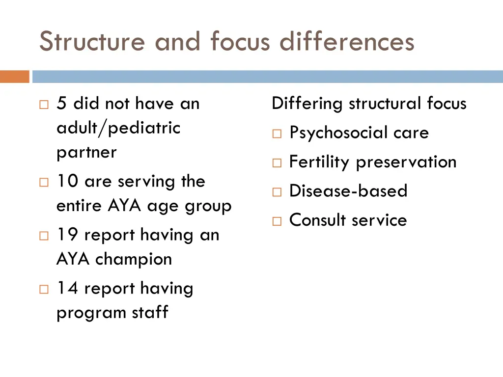 structure and focus differences