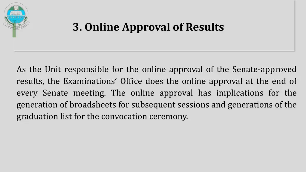 3 online approval of results
