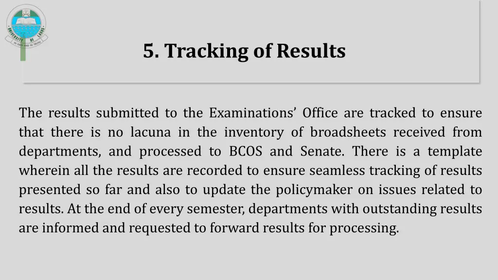 5 tracking of results