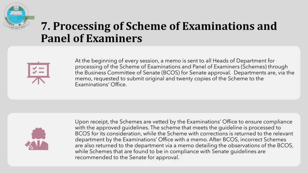 7 processing of scheme of examinations and panel