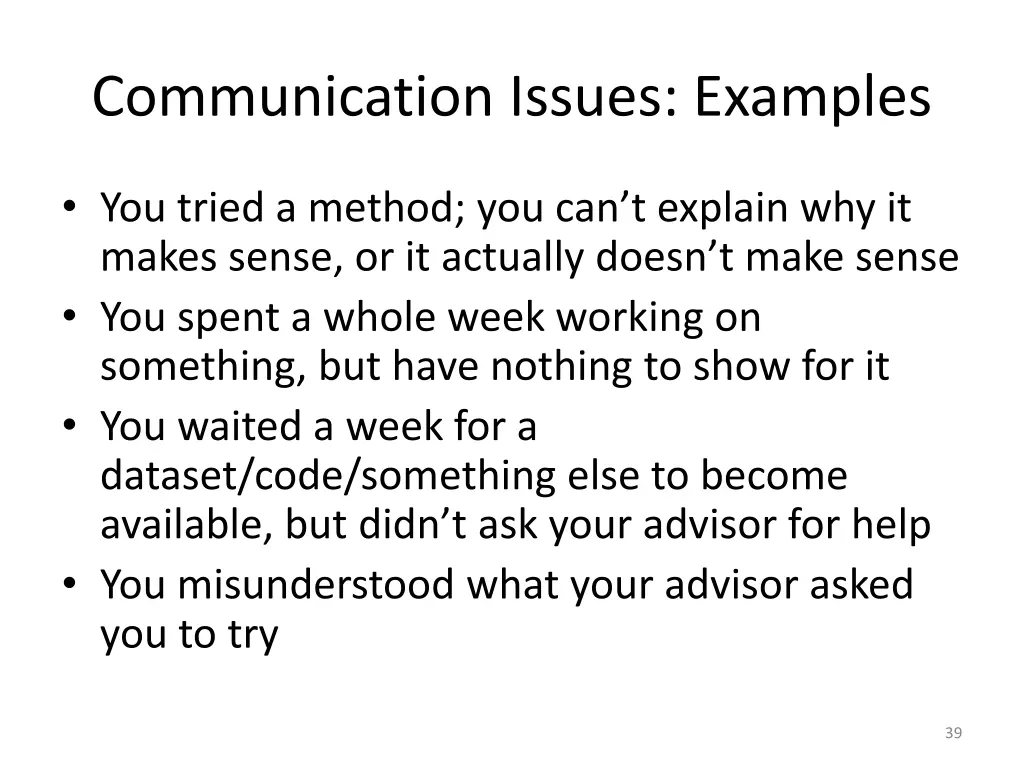 communication issues examples