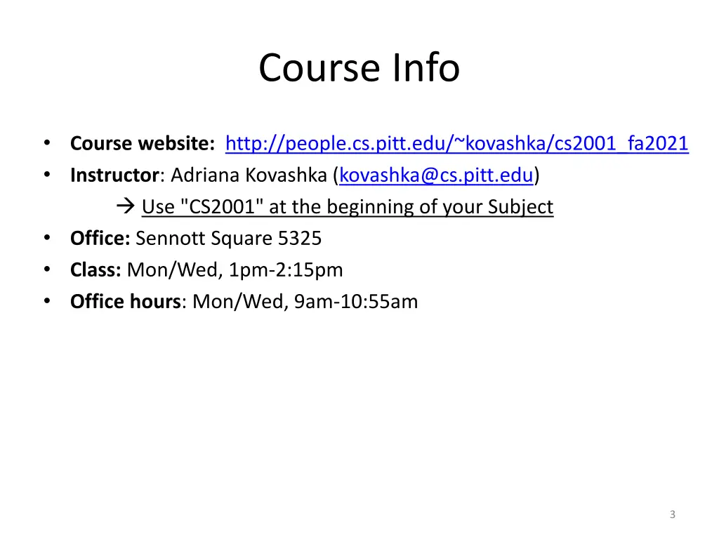 course info