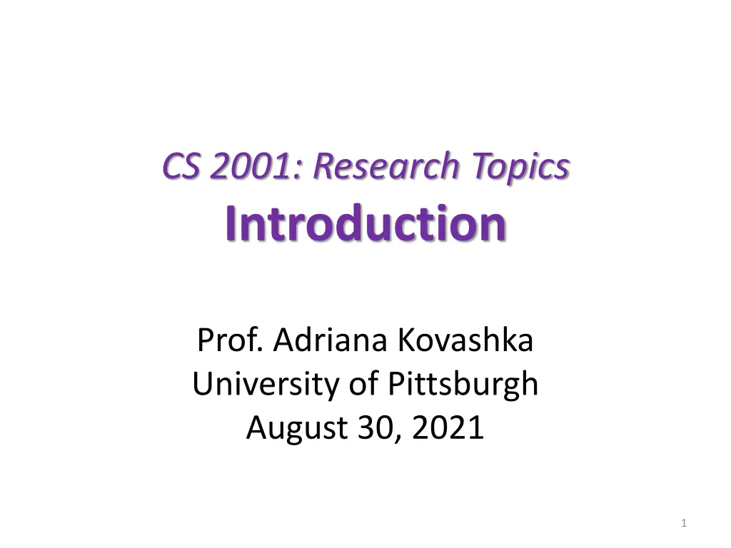 cs 2001 research topics introduction