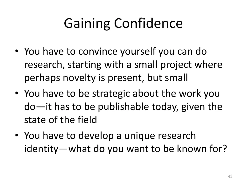gaining confidence