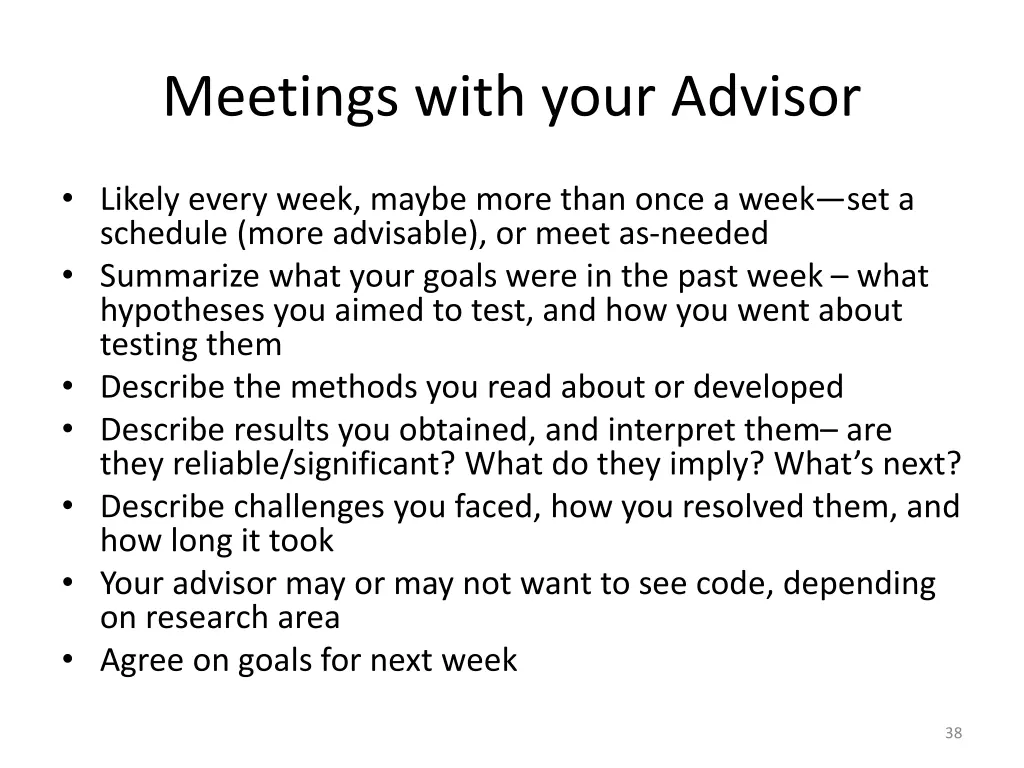 meetings with your advisor