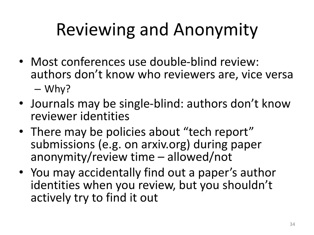 reviewing and anonymity