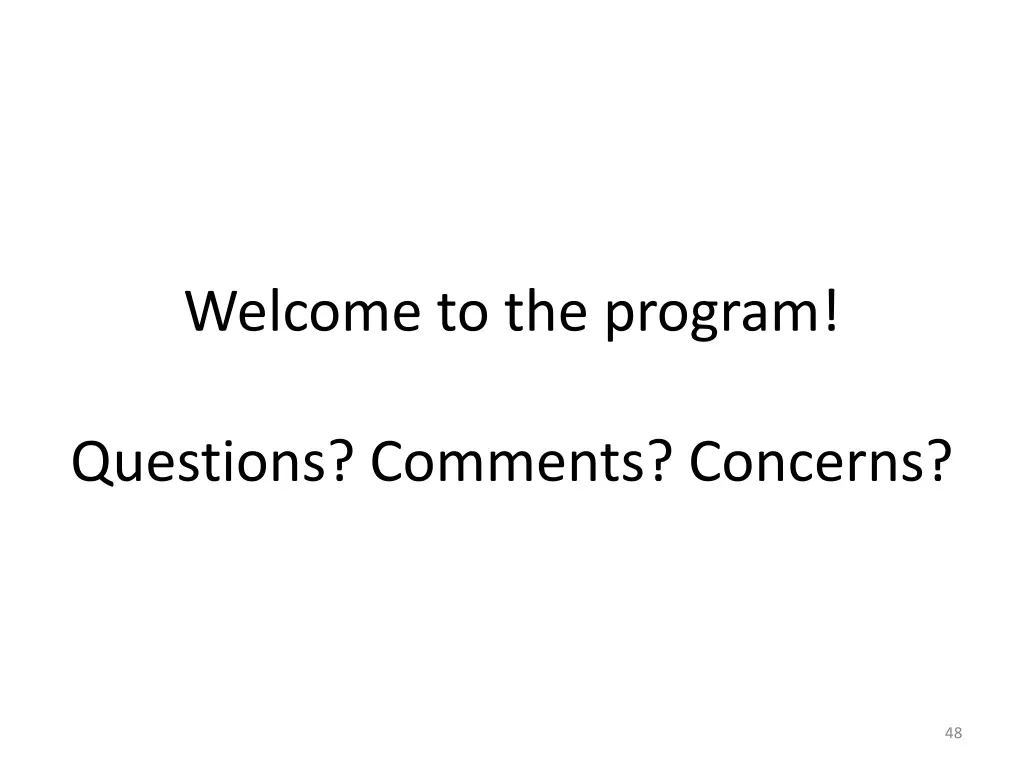 welcome to the program