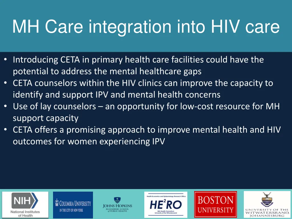 mh care integration into hiv care