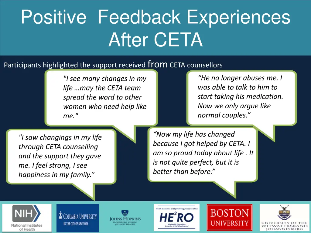 positive feedback experiences after ceta