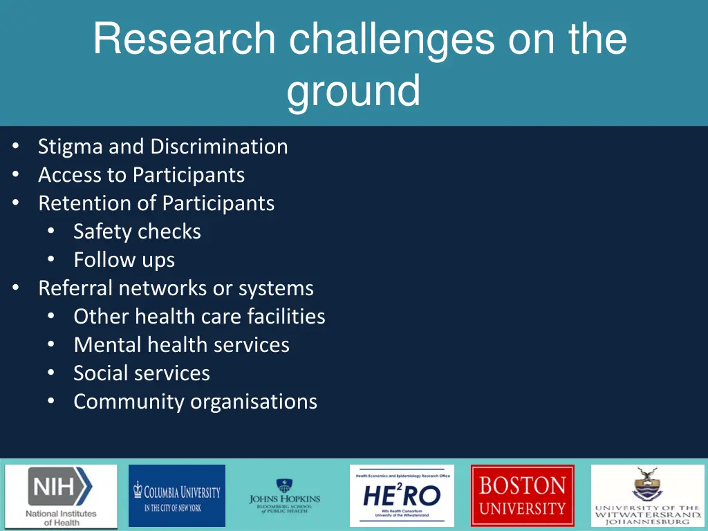 research challenges on the ground
