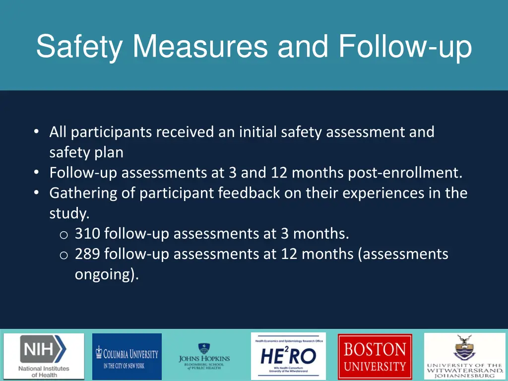 safety measures and follow up
