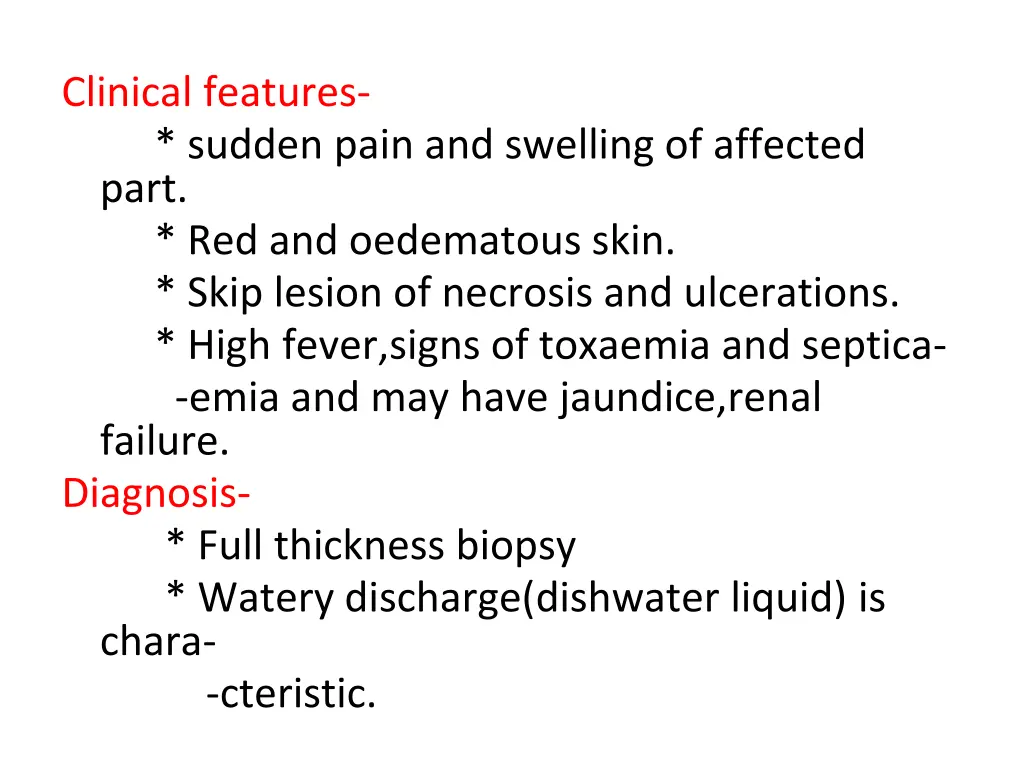 clinical features sudden pain and swelling
