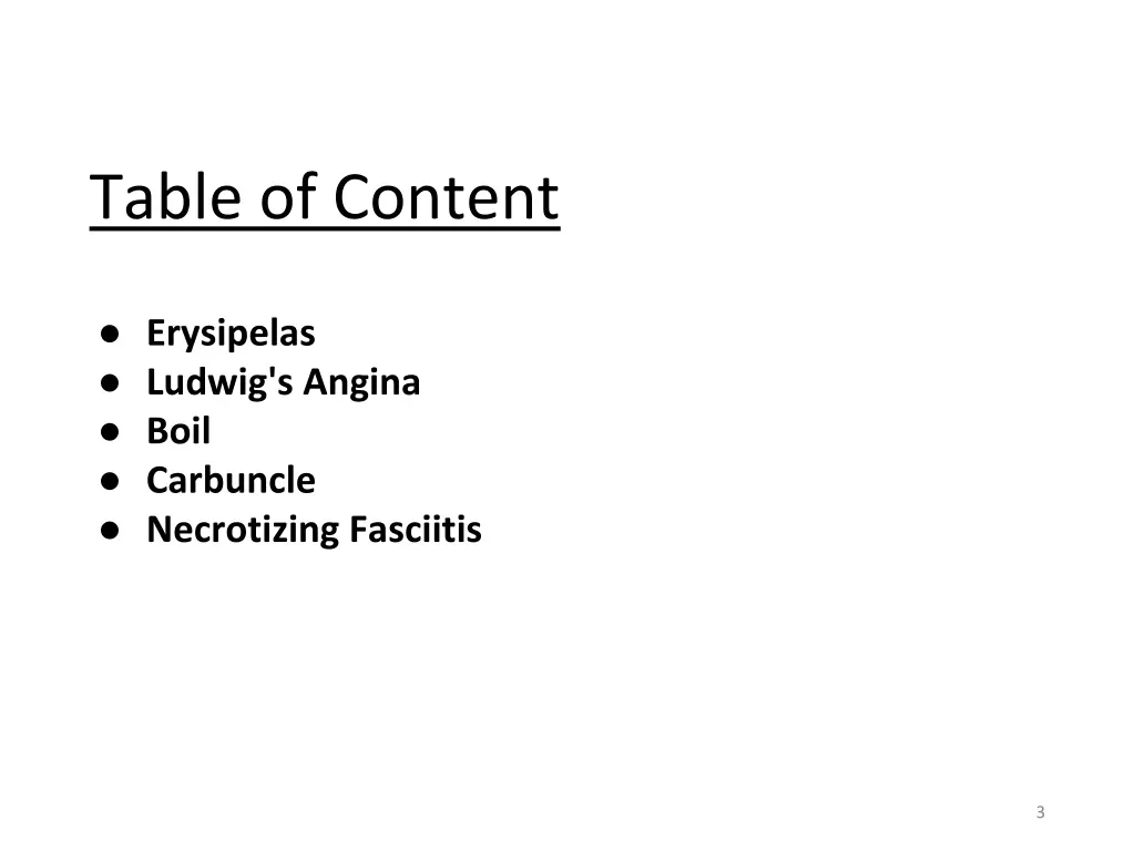 table of content