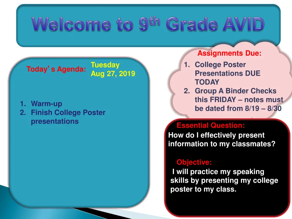 assignments due 1 college poster presentations 1