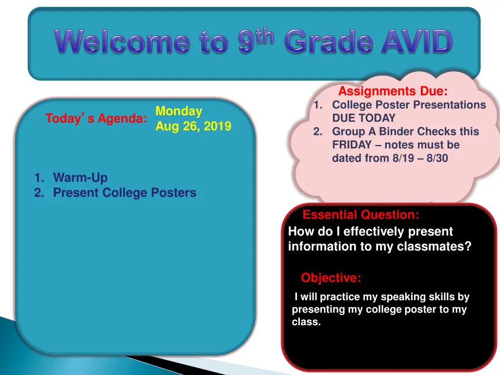 assignments due 1 college poster presentations