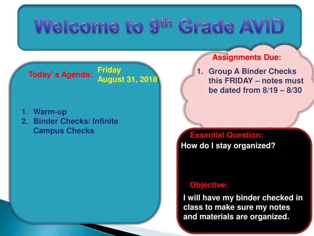 assignments due