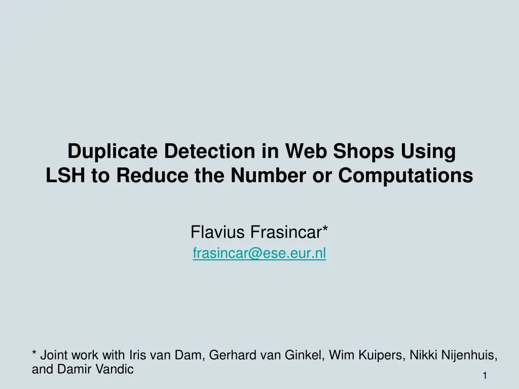 duplicate detection in web shops using