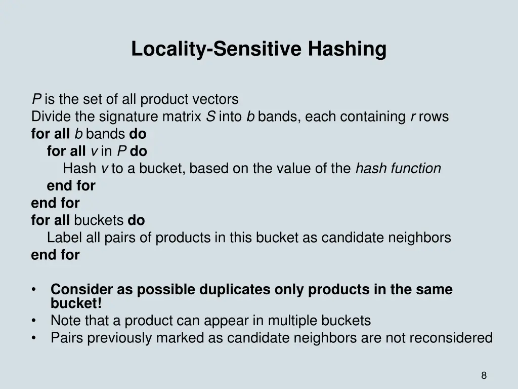 locality sensitive hashing