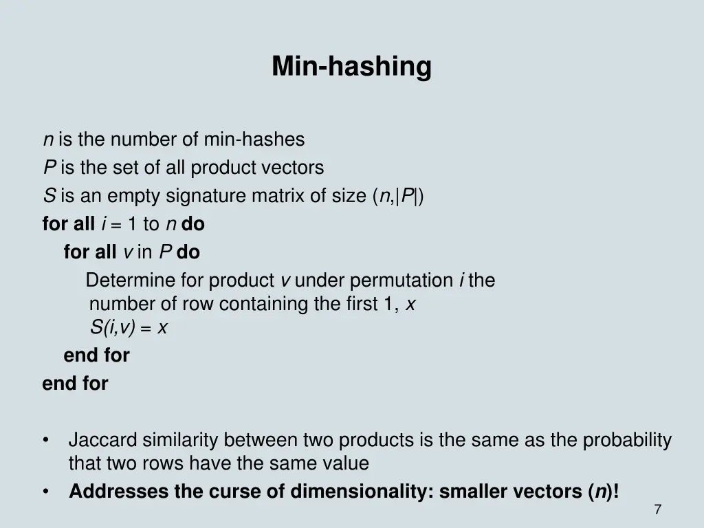 min hashing