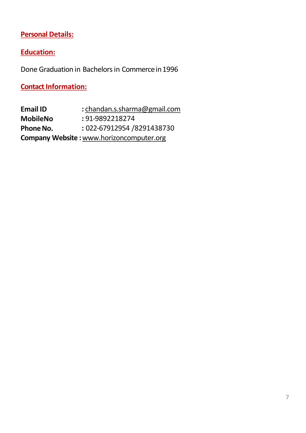 personal details