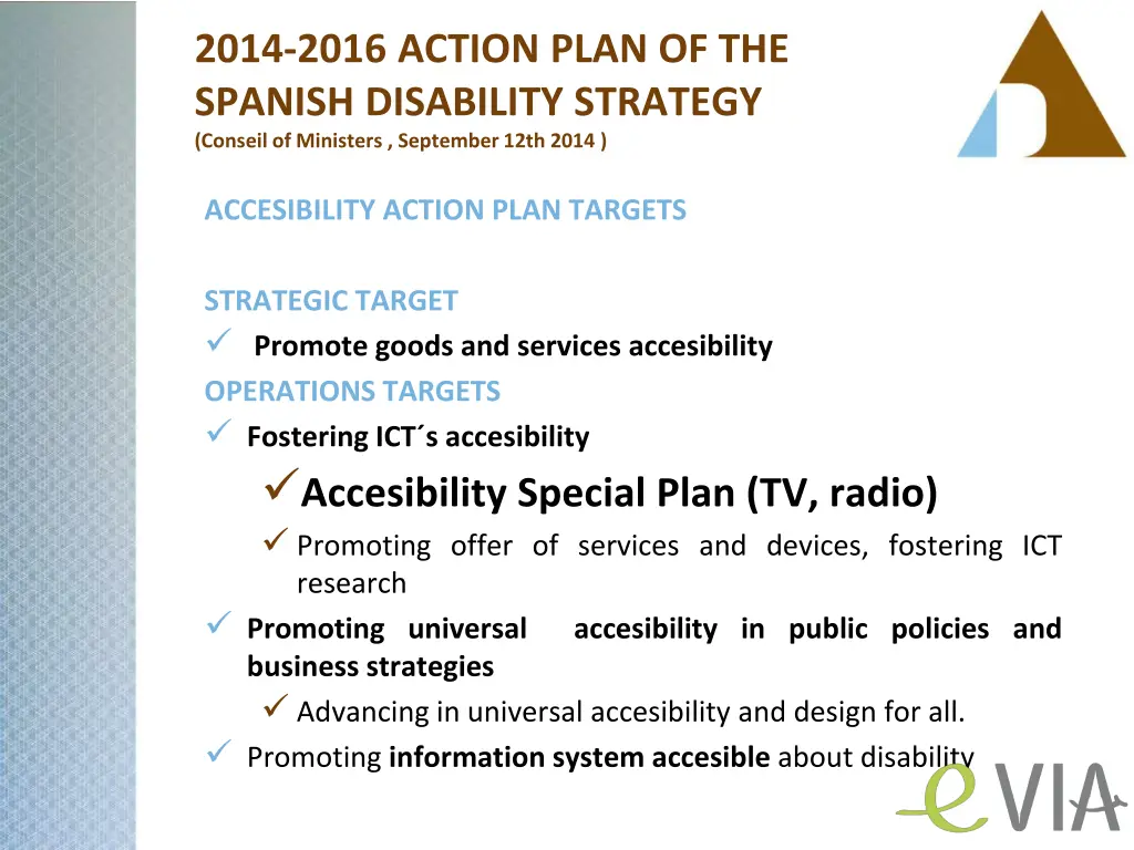 2014 2016 action plan of the spanish disability 2