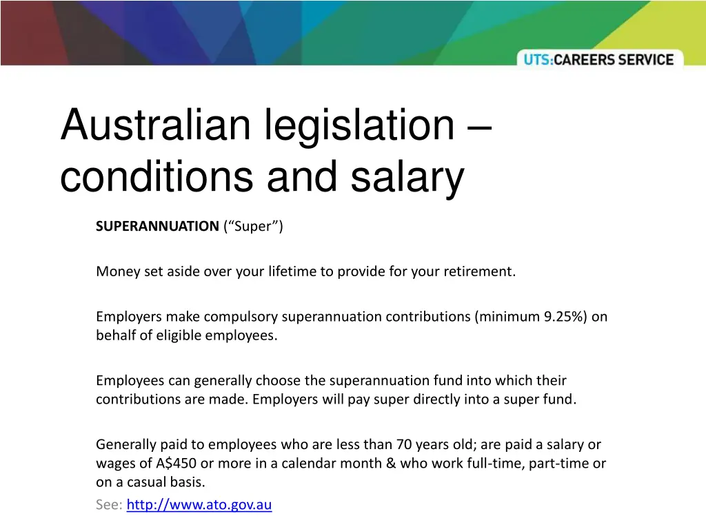australian legislation conditions and salary 1