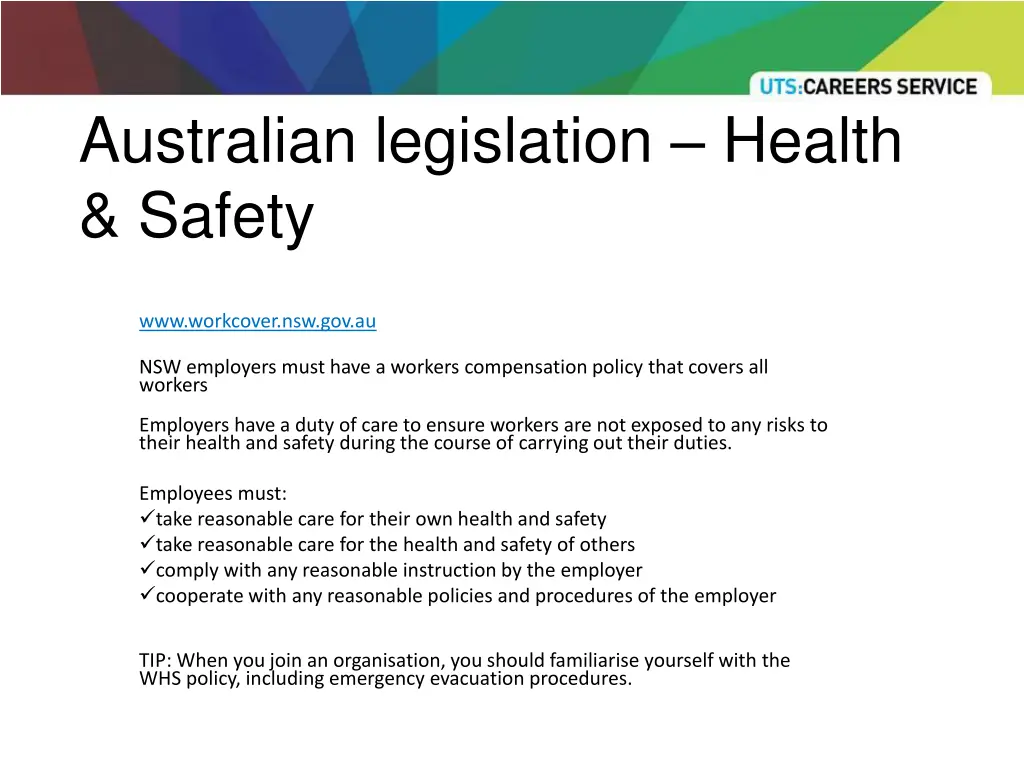 australian legislation health safety