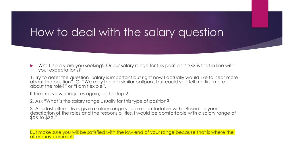 how to deal with the salary question