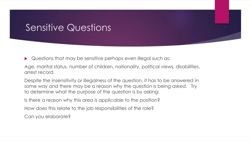 sensitive questions