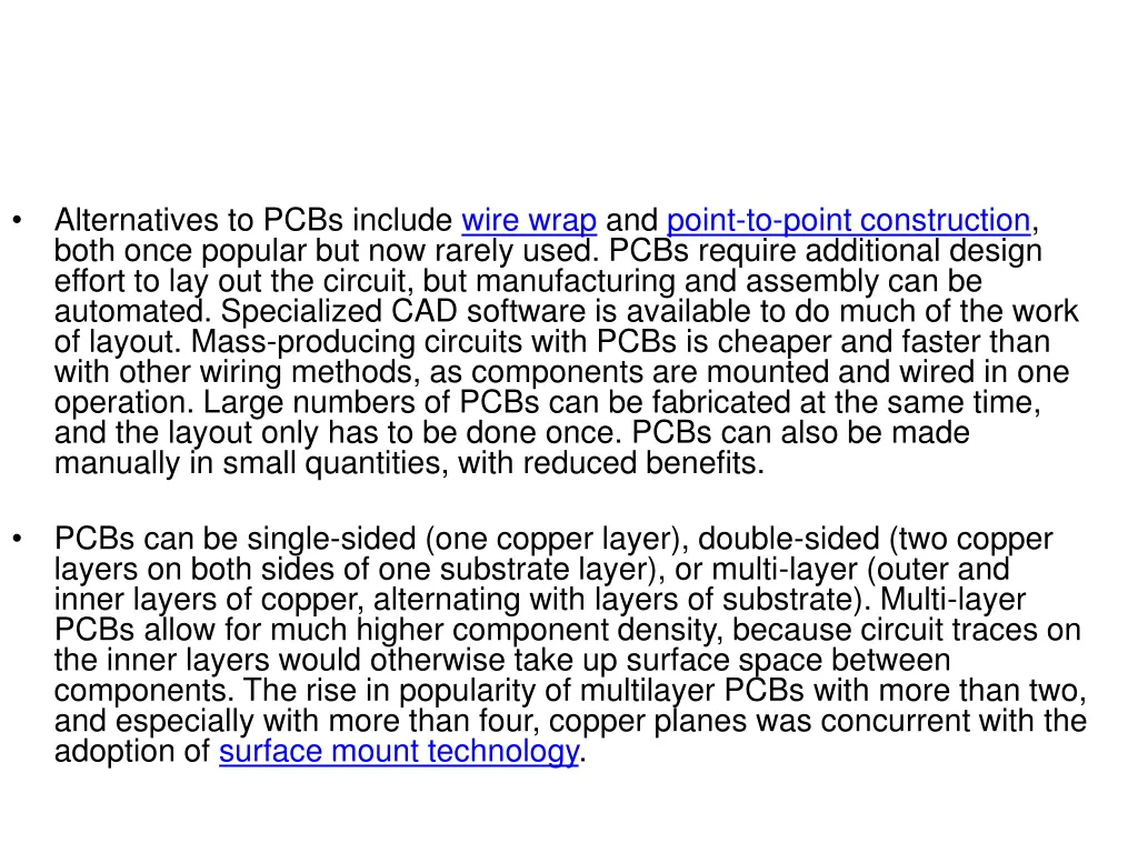 alternatives to pcbs include wire wrap and point