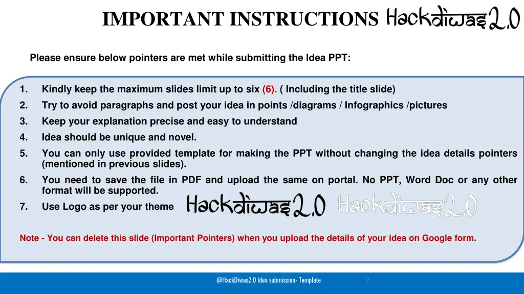 important instructions